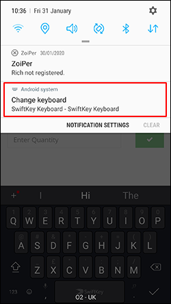 Android barcode scanner scanning Android change keyboard