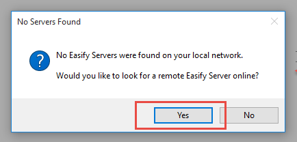 look for remote servers message