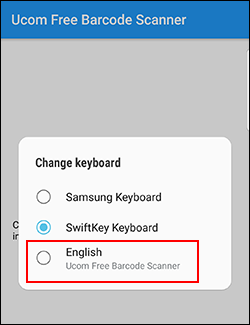 Android barcode scanner Android change keyboard select Ucom